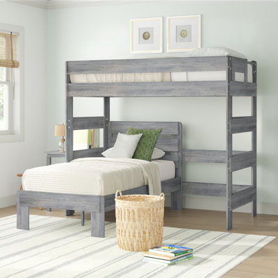  Doyle Solid Wood L-Shaped Bunk Bed with Desk