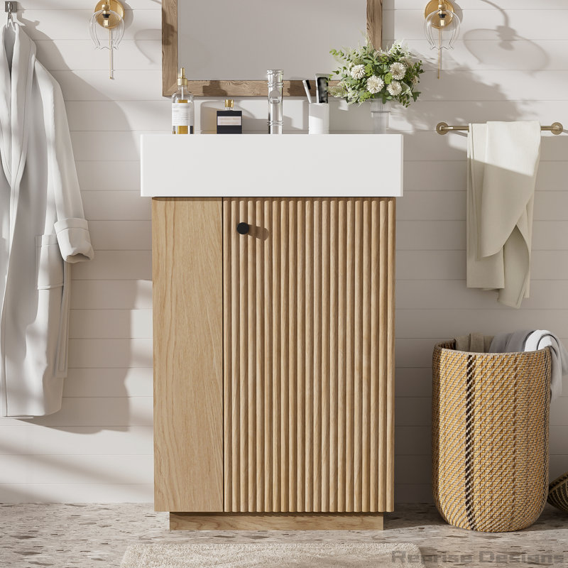 Meuble-lavabo de 21,6 po avec lavabo en céramique, porte de droite