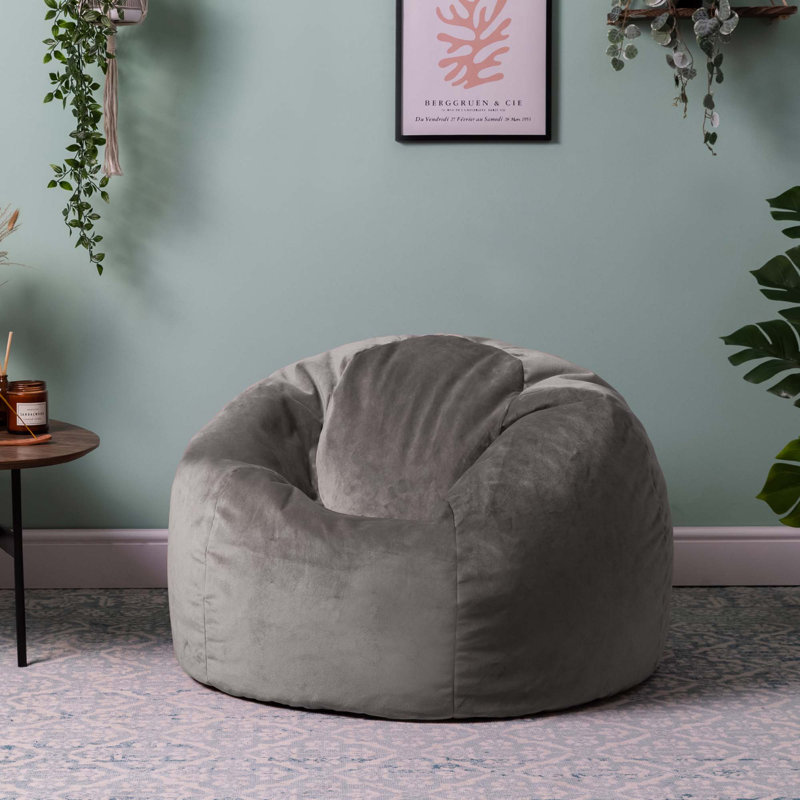 Bean Bag Bazaar Kingston Velvet Classic Bean Bag, Charcoal Grey