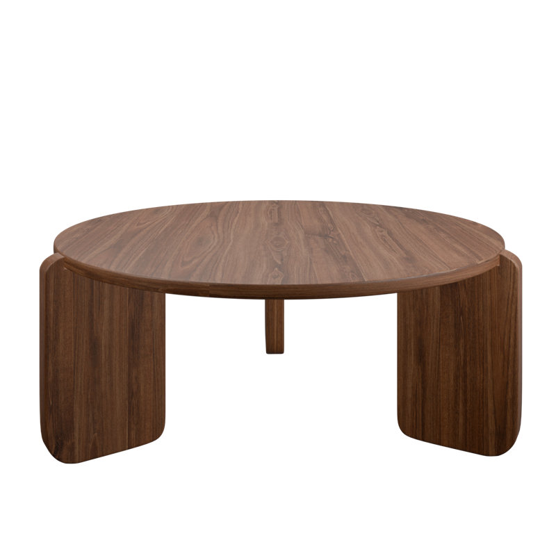 Table basse ronde en bois massif, Brun