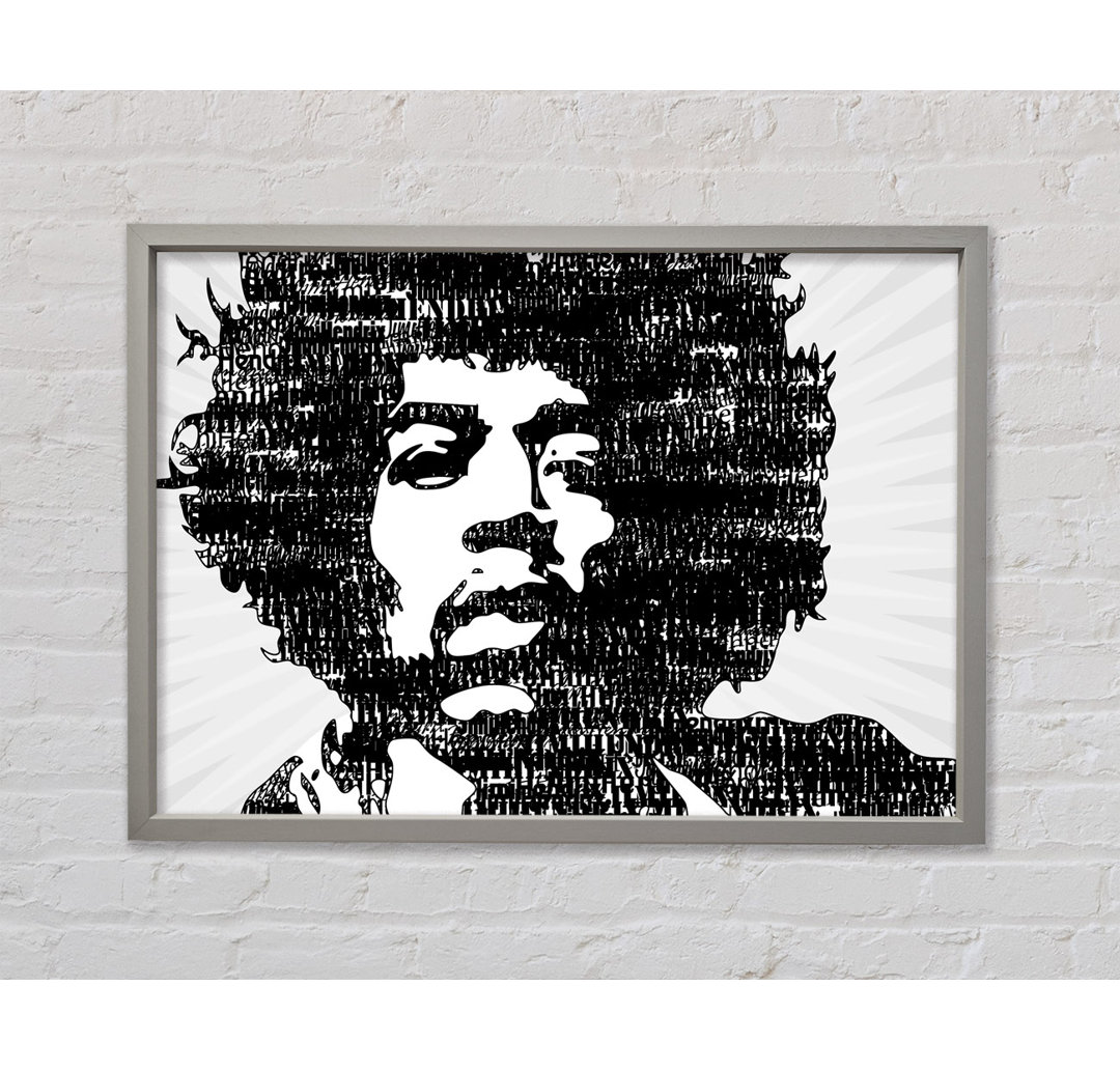 Jimi Hendrix Schwarz und Weiß - Einzelner Bilderrahmen Kunstdrucke auf Leinwand