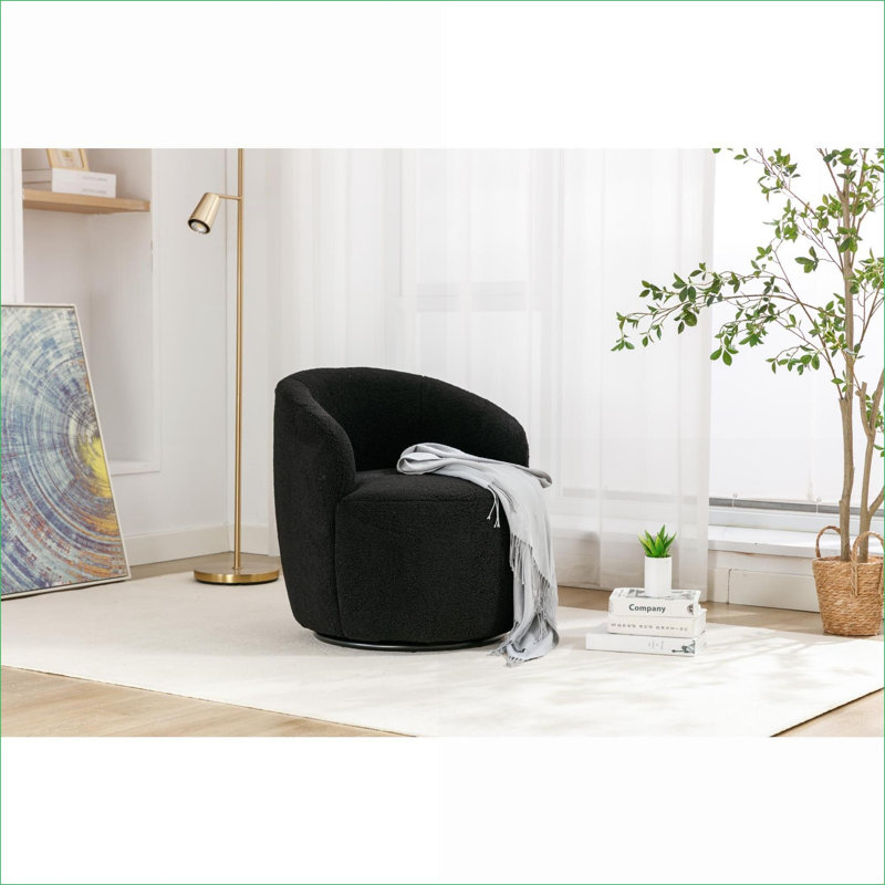 Fauteuil de baril Teddy, Black Wool