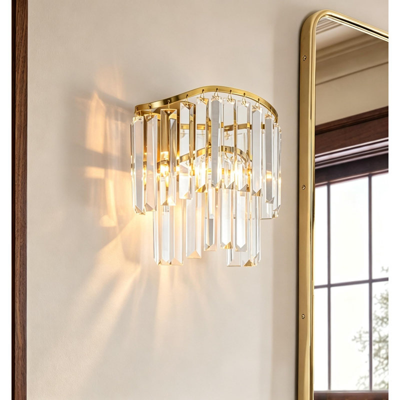 1-Light crystal Gold wall sconce for Bathrooms