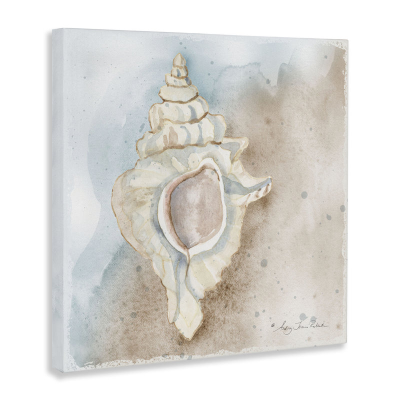 Conch subtile sur toile de rivage, conception par Audrey Jeanne Roberts, H 17 po x l 17 po