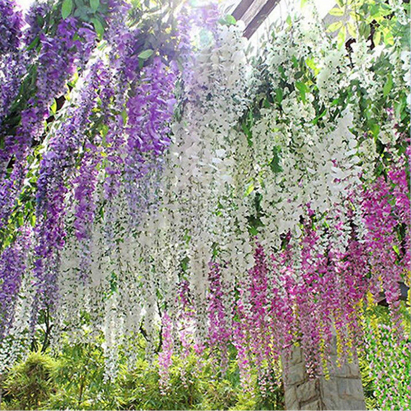 Guirlande de fleurs artificielles Wisteria, Blanc