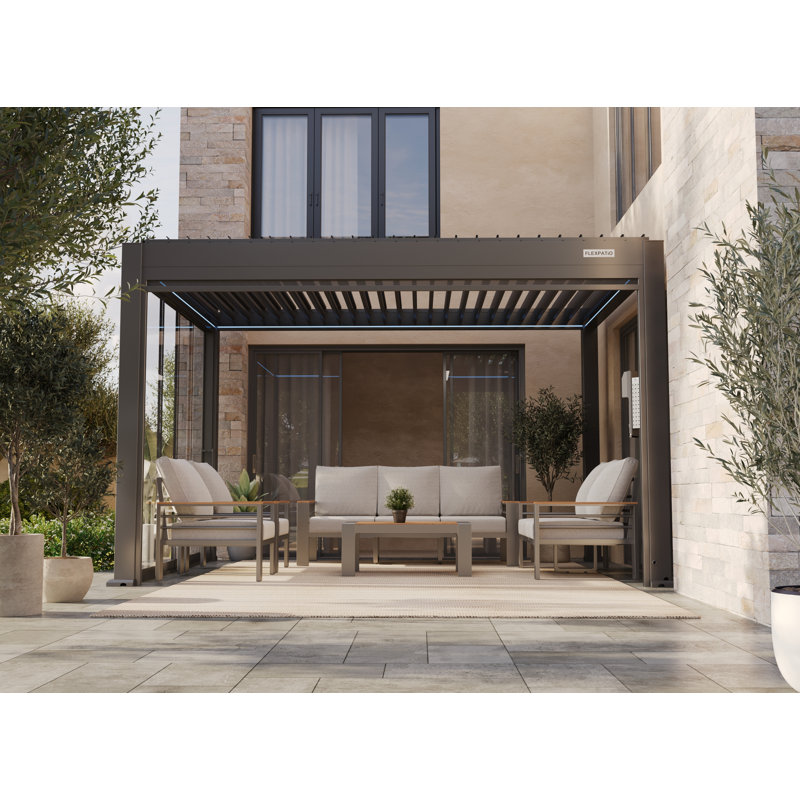 5-piece Outdoor Aluminum Conversation Set With Removable Cushions, 7-person Modern Patio Seating Group