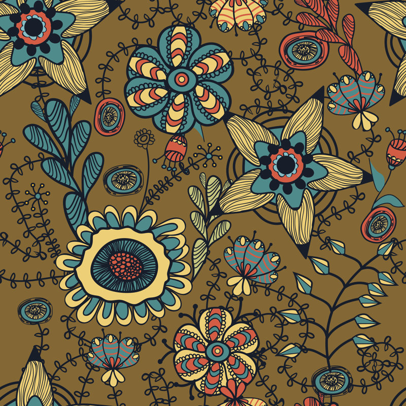 "Kamo", fond floral sur toile par Suriko, H 12 po x l 12 po