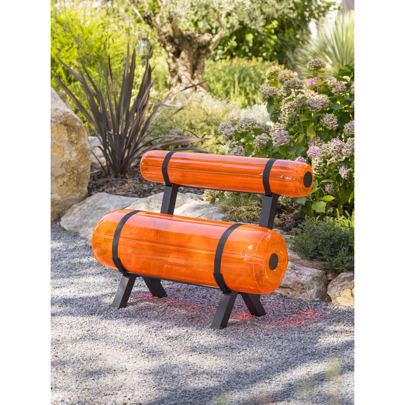 L100 Aluminium And Crystal Orange PVC Bench, Orange/Red