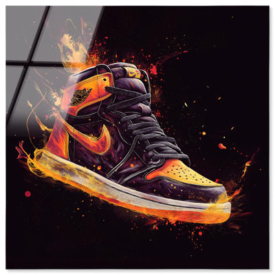 Art mural en acrylique Jumpman on Fire II par Art Remedy, prêt à être accroché