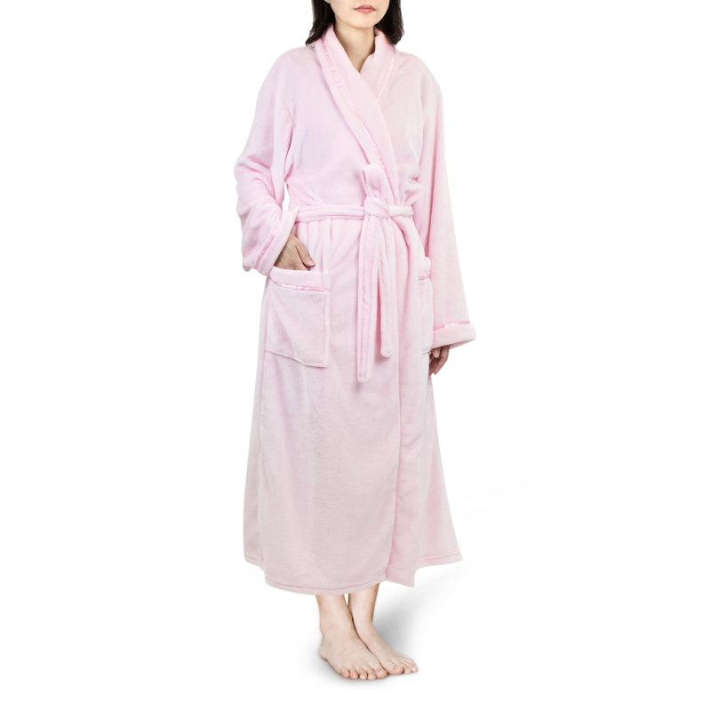 Peignoir mi-mollet en molleton avec poches, G / TG, Rose