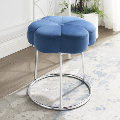 Bonview Flower Upholstered Velvet Metal Accent Stool