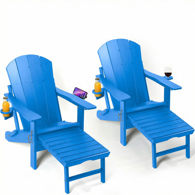 Chaises Adirondack pliantes en PEHD avec repose-pieds rétractable, dossier réglable à 5 positions (ensemble de 2)