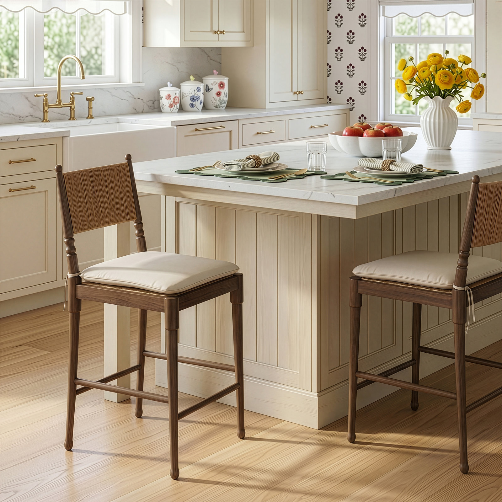 Fayth 30" Bar Stool, Counter Stool (25.5” Seat Height)”, Brown Frame