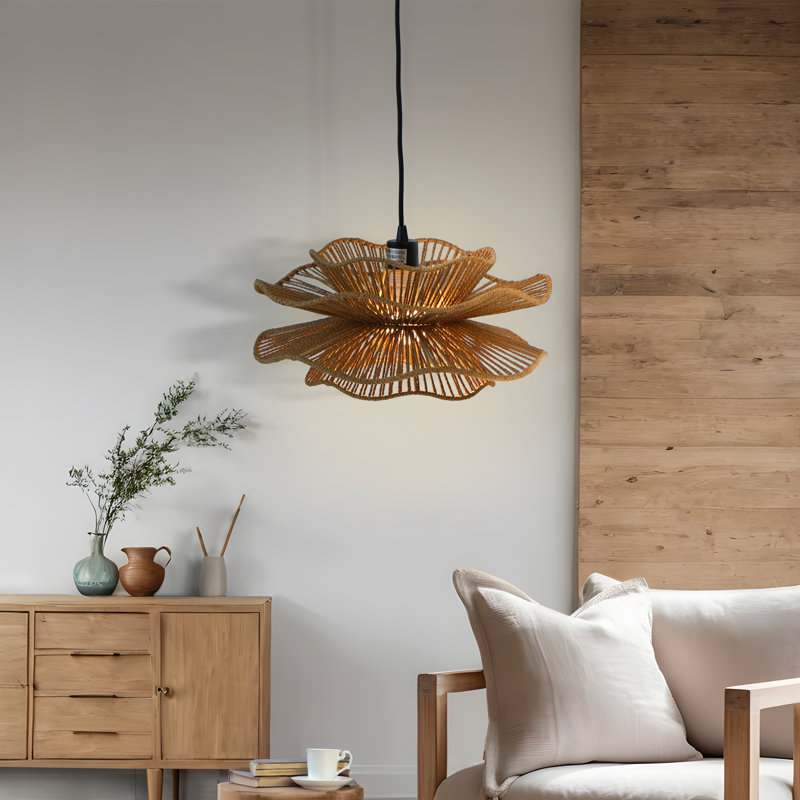 Luminaire suspendu tissé en rotin naturel Carlei