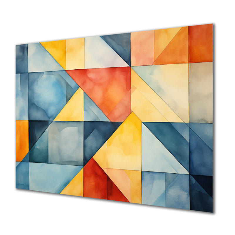 Mid-Century Pastel Color Cubes III - Art mural géométrique en métal MT137614, H 16 po x l 32 po x P 1 po