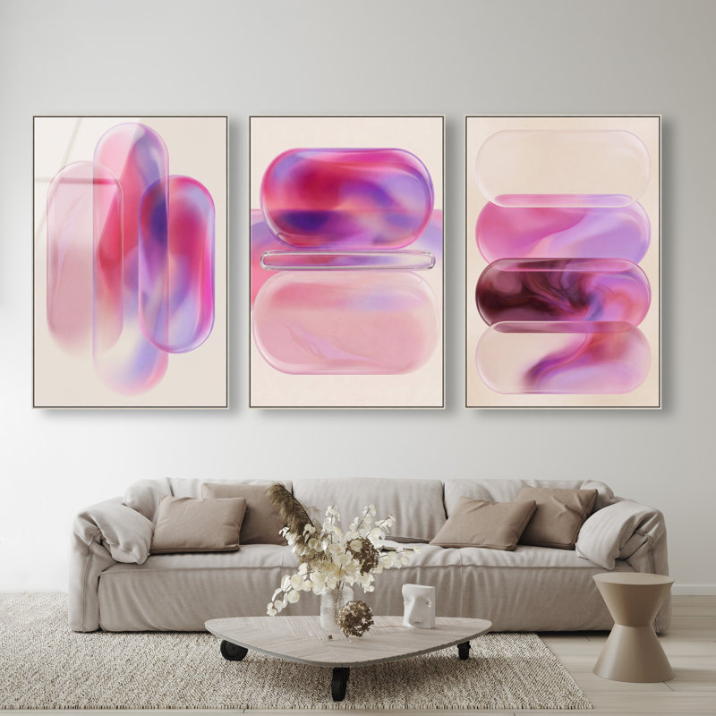 Rose Topaz Set High-Gloss Frameless Acrylic Glass Wall Art Abstract Print by Oliver Gal, Ready to Hang, 10 x 15, 36"H x 24"W