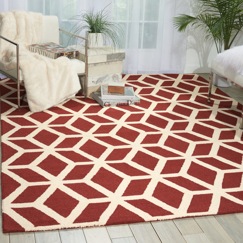 Aiyana Geometric Wool Hand Woven Area Rug, Rectangle 229 x 290cm