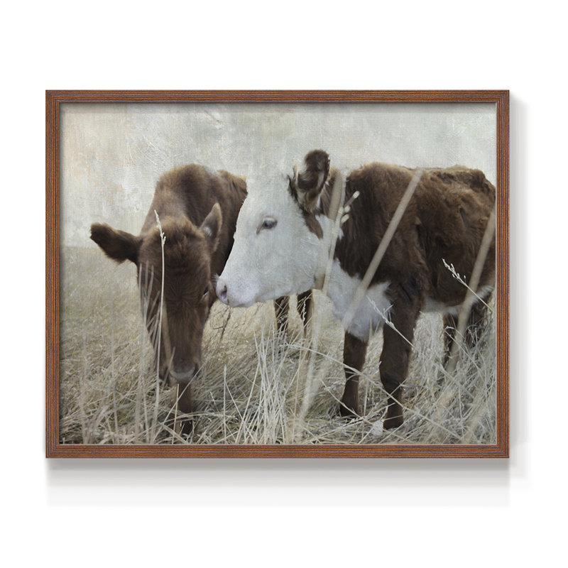 Deux amis - Reproduction encadrée - Restickable, H 16 po x l 20 po, Noyer