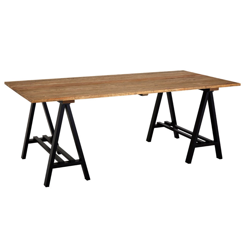 Best Pine Solid Wood Top Metal Base Dining Table