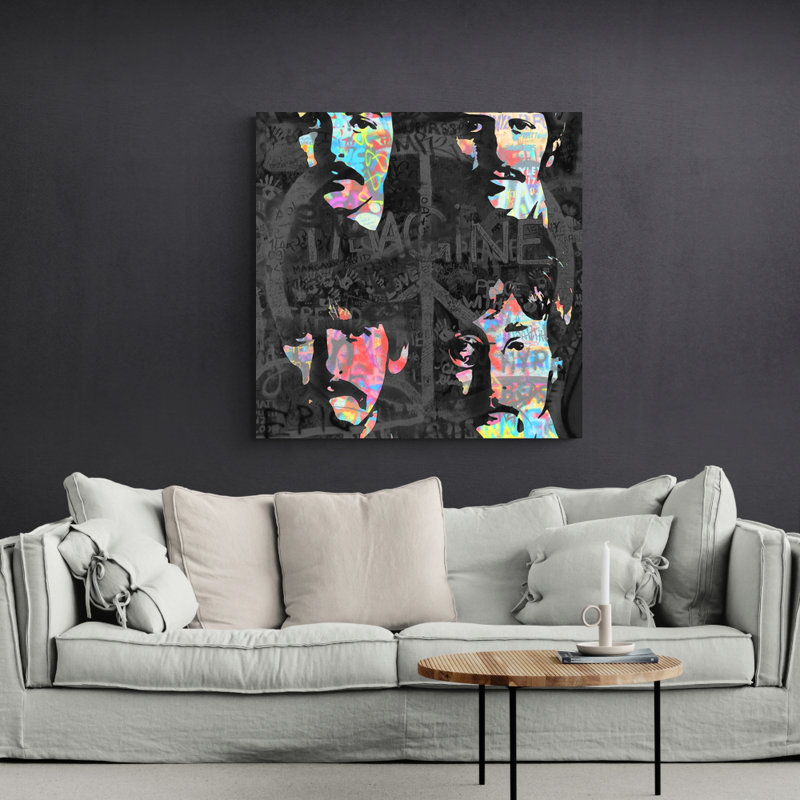 «Peace and Love» par Stephen Chambers, impression sur toile tendue, L 18 po x H 18 po