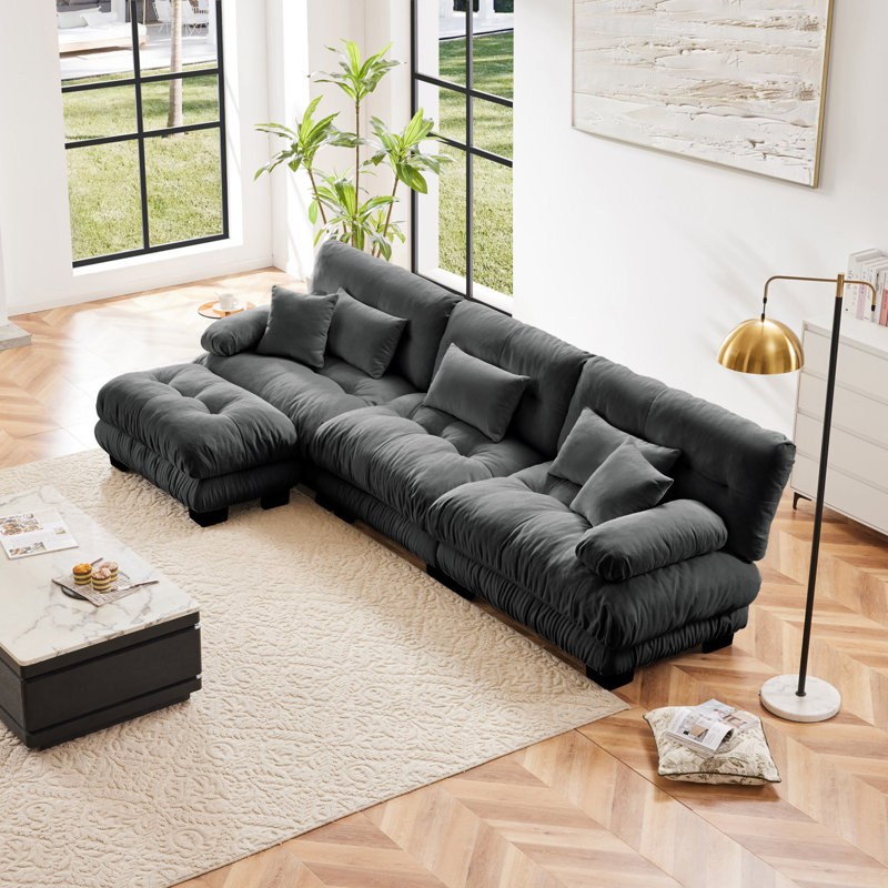 Canapé modulaire Luxury, Rose, H 35,4 po x l 133,81 po x P 36 po