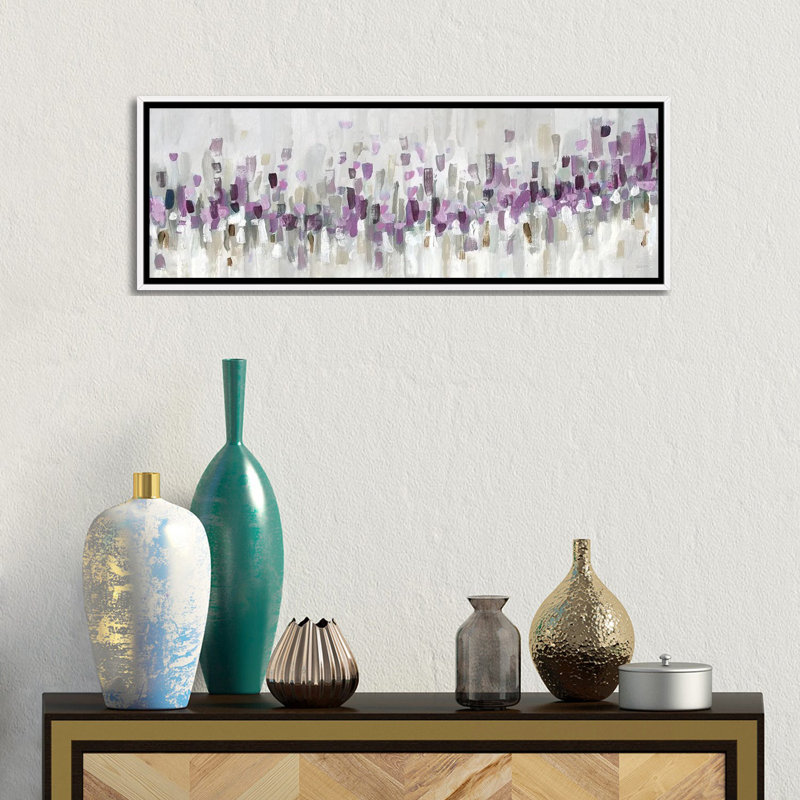Bleu Staccato - mauve 6 pièces, Cadre flottant en bois foncé foncé, H 30,48 cm x l 91,44 cm