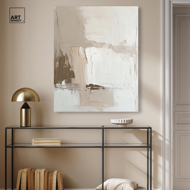 Toile pâle texturée «Silence I Neutral Boho» par Art Remedy, H 36 po x l 30 po, Toile tendue