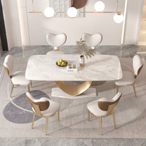 ACEDÉCOR 7 Piece Dining Table Set, Gold Kitchen and Dining Room Sets for 6,  Metal Circling Base Dini…See more ACEDÉCOR 7 Piece Dining Table Set, Gold