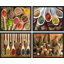 Épices dans des cuillères, cuisine et cuisine, gros plan, impression encadrée sur papier, 4 pièces-97782145-97782144