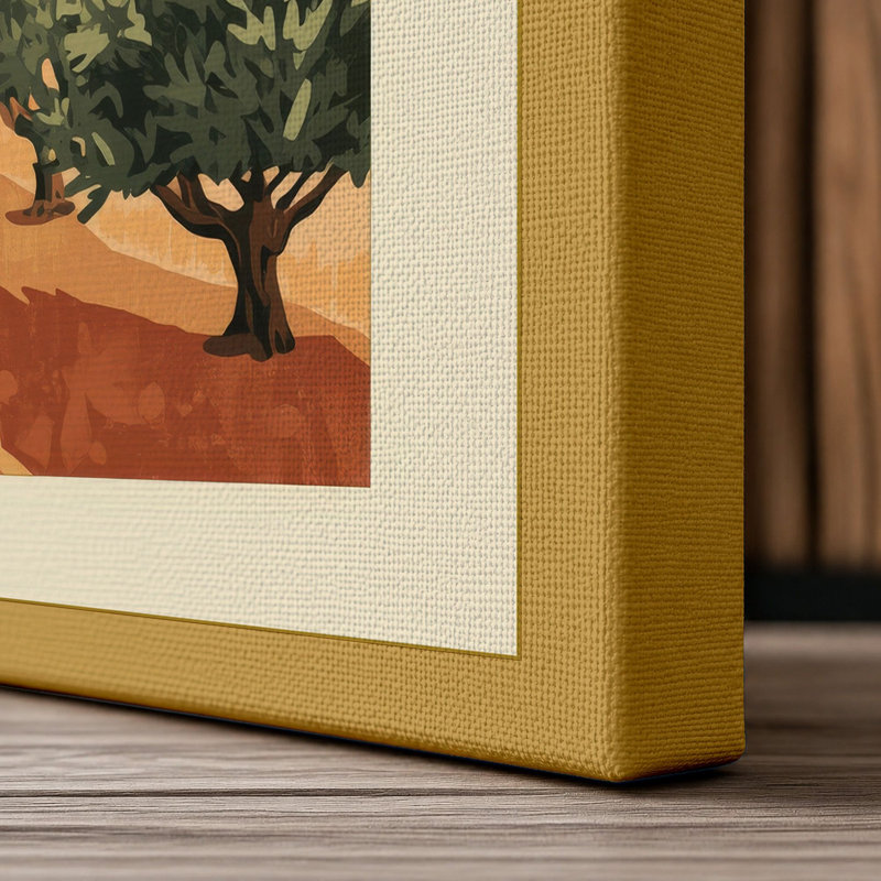 Tuscan Cypress Path Rustic - Wrapped Canvas, 24x16 - 61.0 x 40.6 cm, Ochre Border
