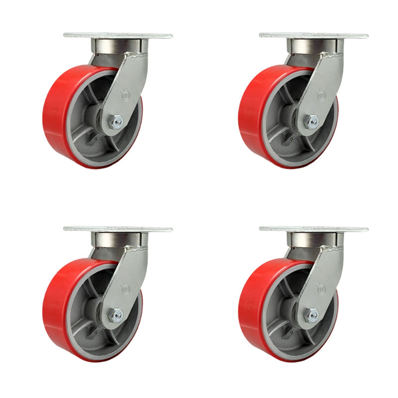 Ensemble de roulettes robustes en poly 4 pièces 4 pièces, Rouge
