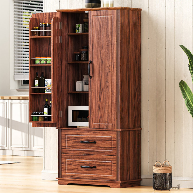 Armoire de cuisine avec 2 grands tiroirs Farmhouse, Brun