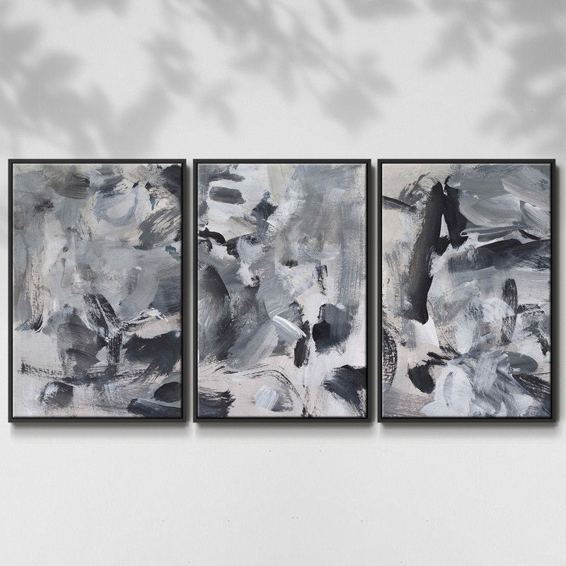 Mélange noir et blanc I 3 pièces, Noir, H 36 po x l 72 po