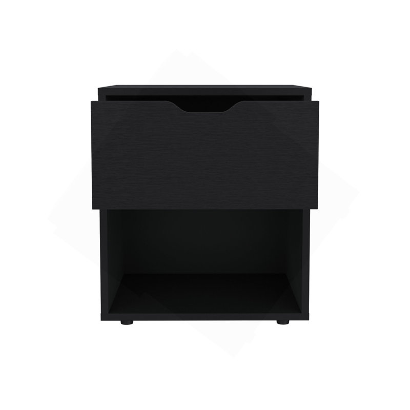 19.7" High Nightstand End Table With Open Shelf,Black, Black