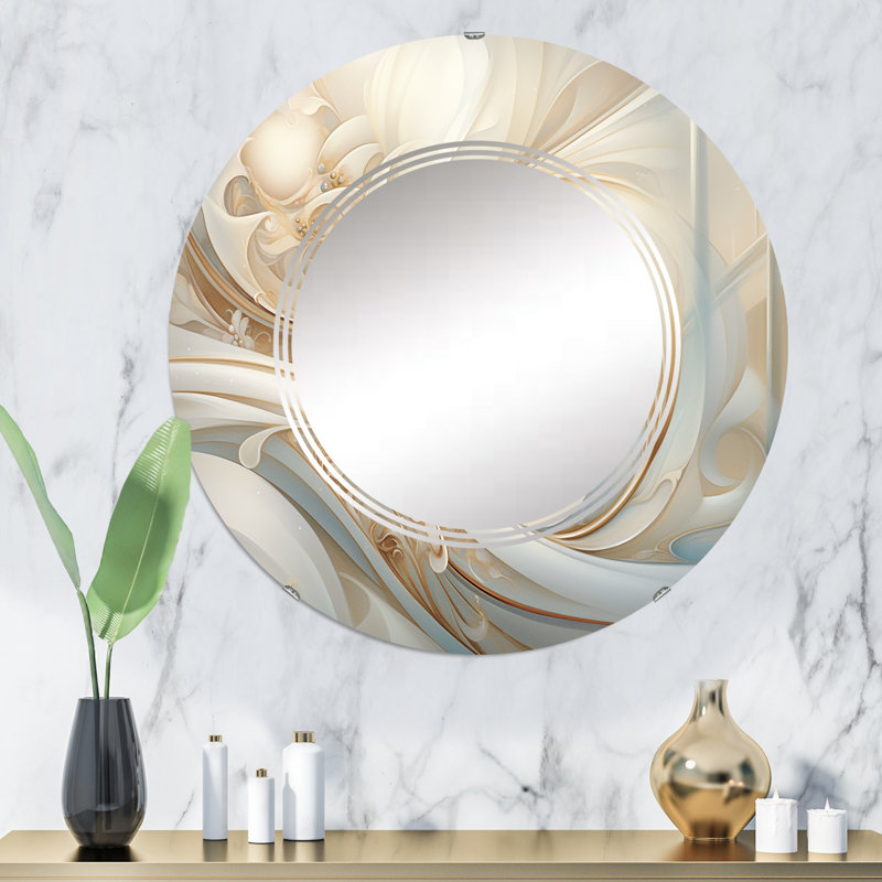 Pello - Miroir mural rond moderne, 32 po x 32 po