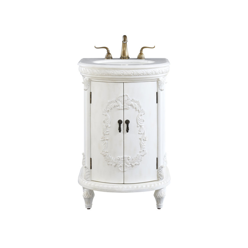 Aravale 21'' Single Bathroom Vanity with Top, Antique White, Pure White