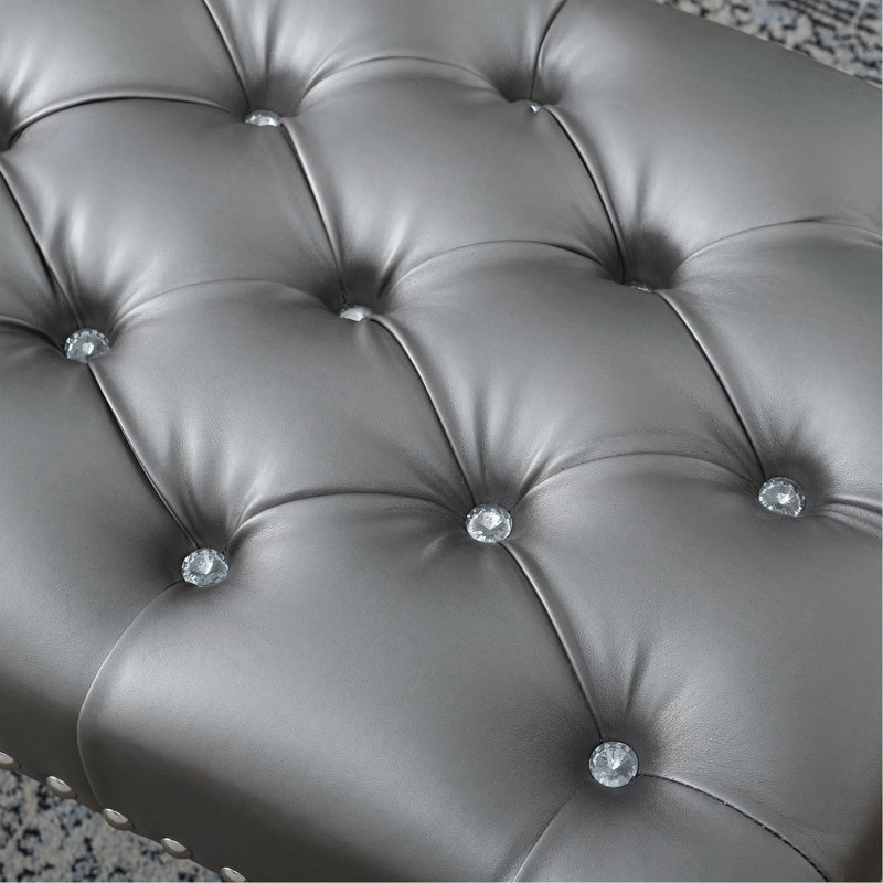 Banc capitonné en tissu avec garniture cloutée Decor