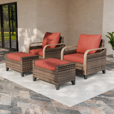 Wicker 2 - Person Modular Patio Conversation Set with Cushions