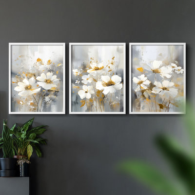 Étude florale CXLII -Set de 3 estampes numériques giclées -Prêt à