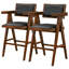 Tabouret de comptoir en cuir noir avec accoudoirs Mamoru