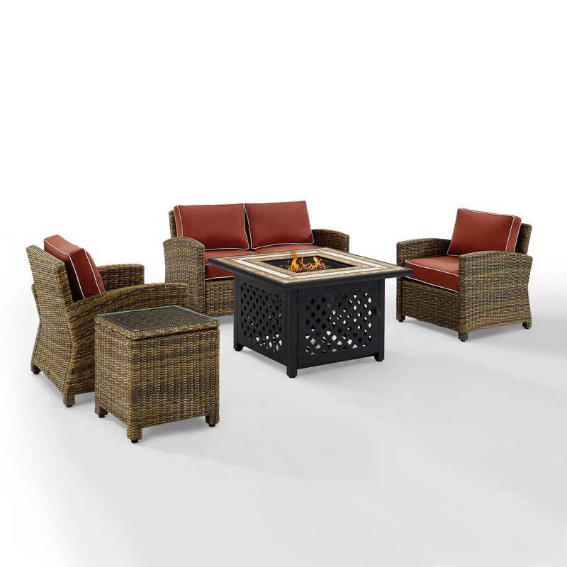 4 - Person Patio Conversation Set with Cushions, Sangria