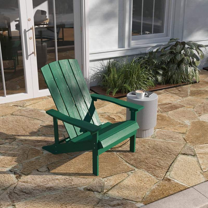 Green All-Weather Polystyrene Adirondack Chair with Wide Arms