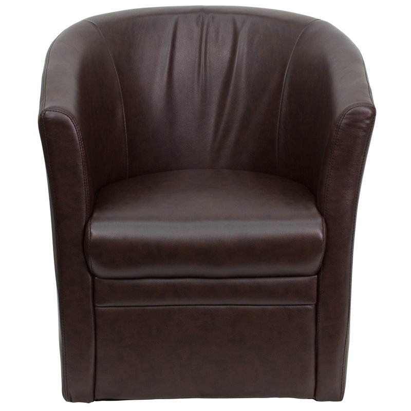 Fauteuil de réception en cuir l 27,25 po, Brun