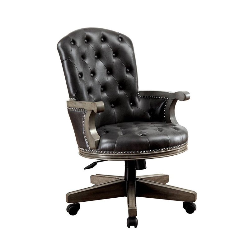 Chaise avec accoudoirs réglable en hauteur de 25,4 po de largeur, gris / noir