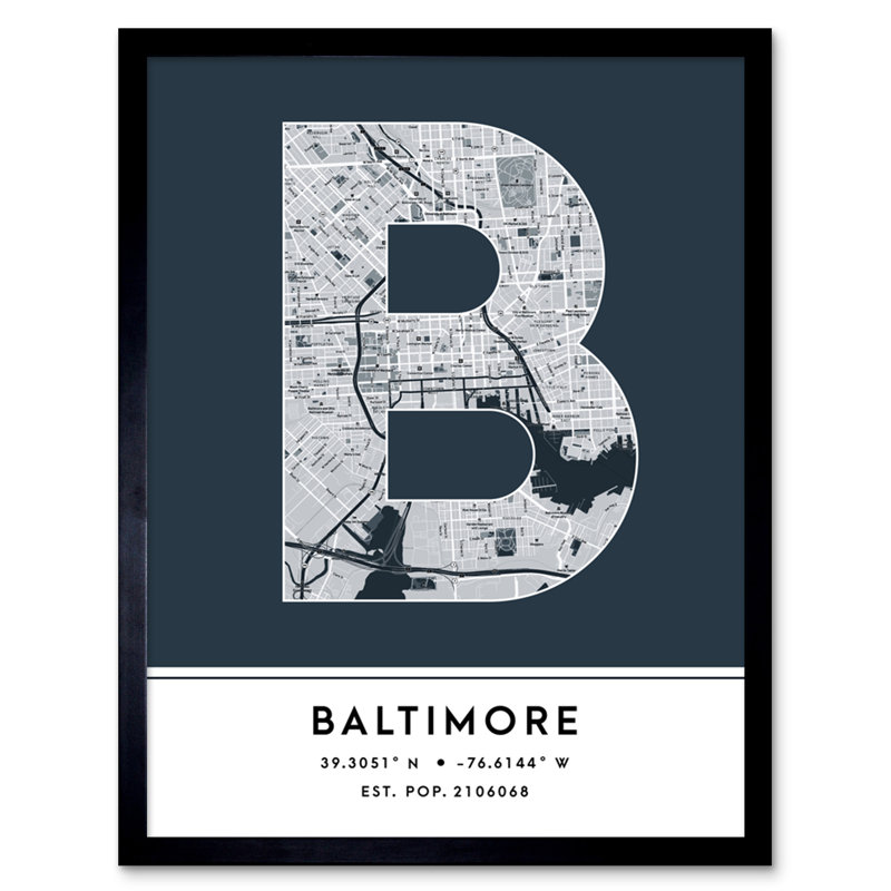 Baltimore Maryland United States City 1 Piece Single Picture Frame Wall Art