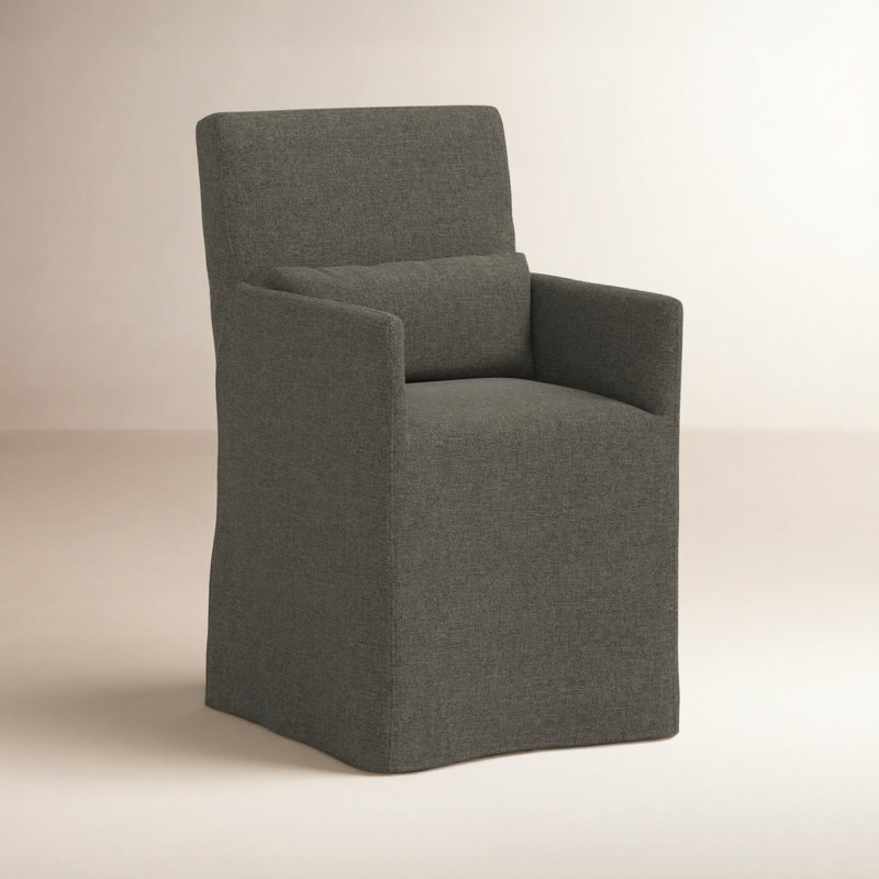 Chaise Stoffer Home x Fabric and Co. Lindy, Lin texturé gris anthracite Zuma