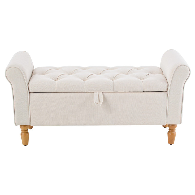 Linen Upholstered Bench with Flip Top