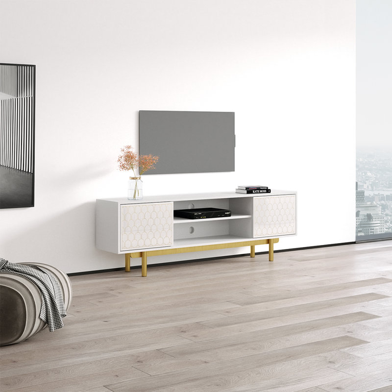 Orjona 70.9" Modern TV Stand with High Gloss Finish, White