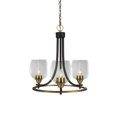 Paramount 3 Light Uplight Chandelier Shown With 6" Bubble Glass