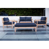 Huntington 7 Piece Teak Loveseat Seating Group with Sunbrella Cushions